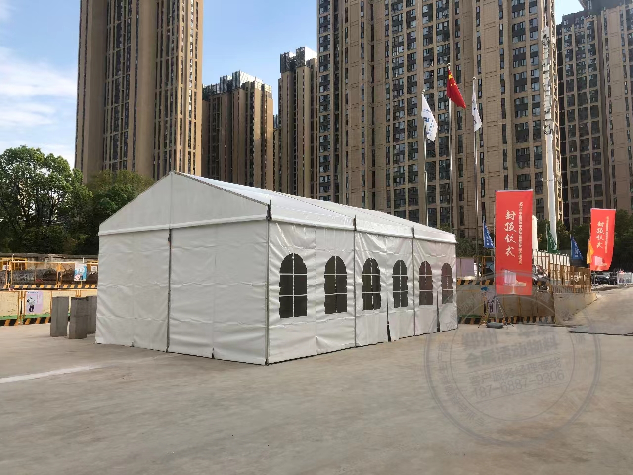 荥阳6米跨度篷房租赁上街白色活动大棚租赁搭建